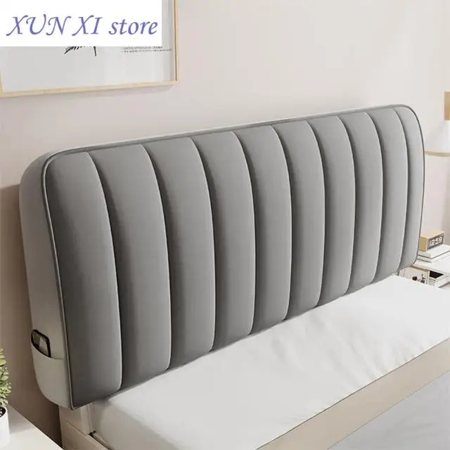 

New Plush Velvet Bed Headboard Thicken Quilted Head Cover Solid Color Luxury All-inclusive Bed Back Dust Protector Cover