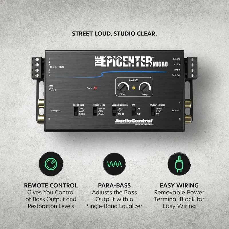 معالج استعادة EPICENTER Micro Bass ومحول إخراج الخط، معزز صوت السيارة المدمج مع جهاز التحكم عن بعد ACR-4