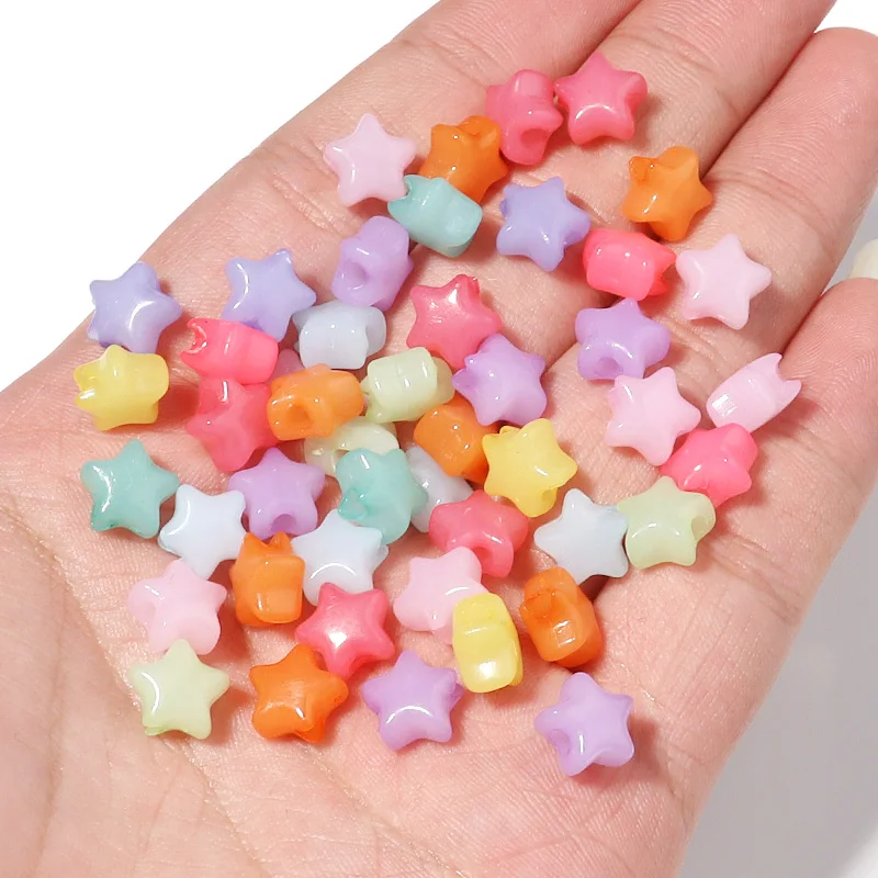 100-500pcs Jelly Color Star Heart Big Hole Acrylic Beads Mixed Loose Spacer Beads For Bracelet Necklace Jewelry Making Supplies