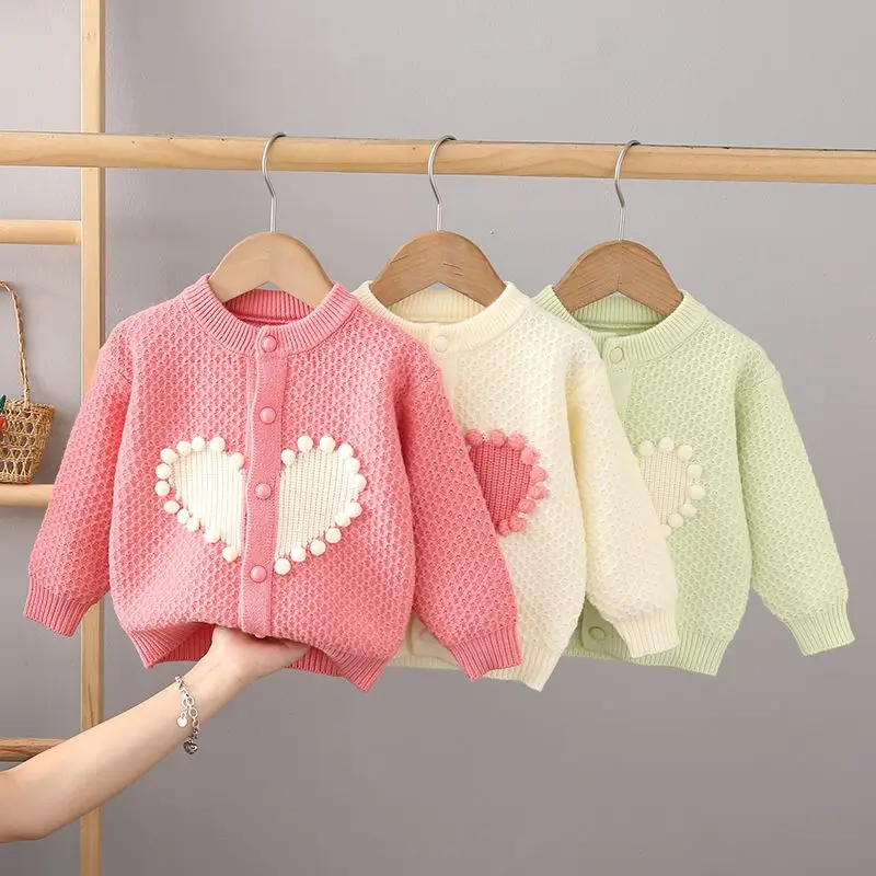 Children\'s Sweater Knitted Coat 2023 Spring and Autumn Girl Baby Princess Cardigan Korean Outerwear Woolen Top