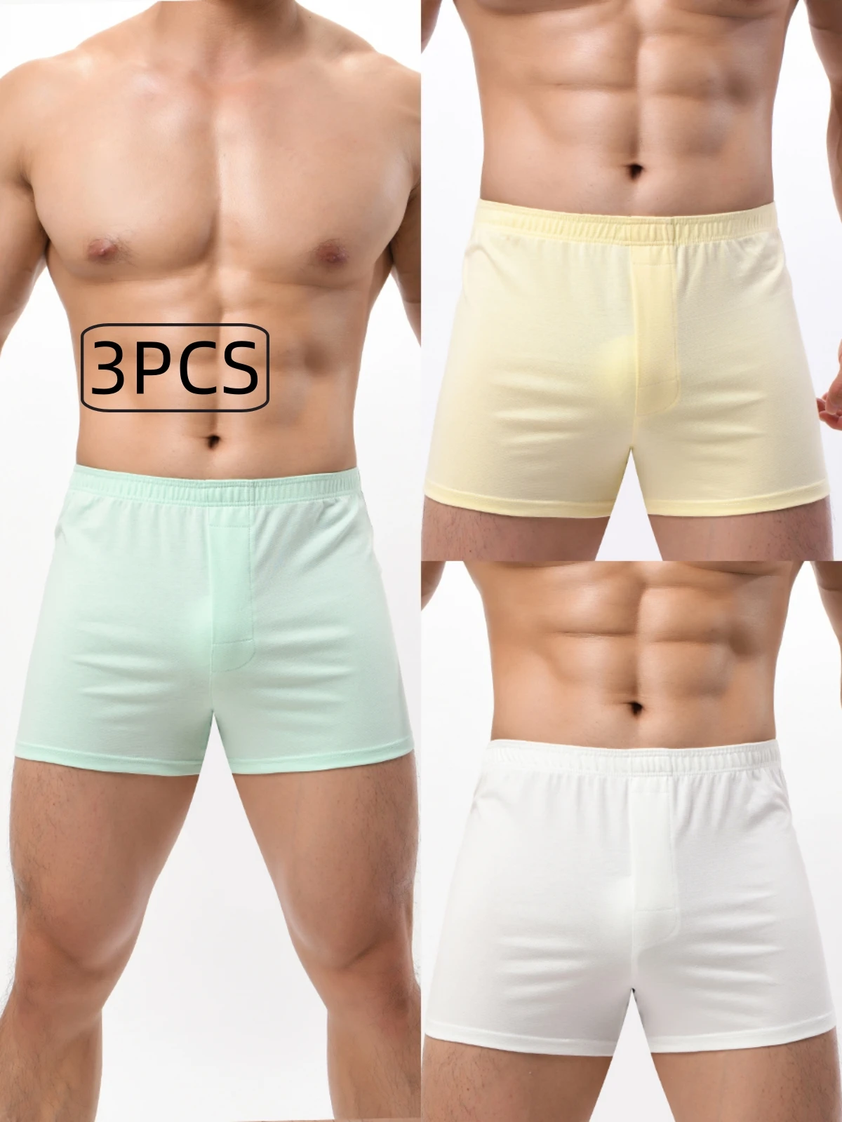 Premium 3-Pair Men's Boxer Shorts: Ultra-Soft Skin-Friendly Cotton, Long & Breathable for All-Day Comfort at Home and Outdoors
