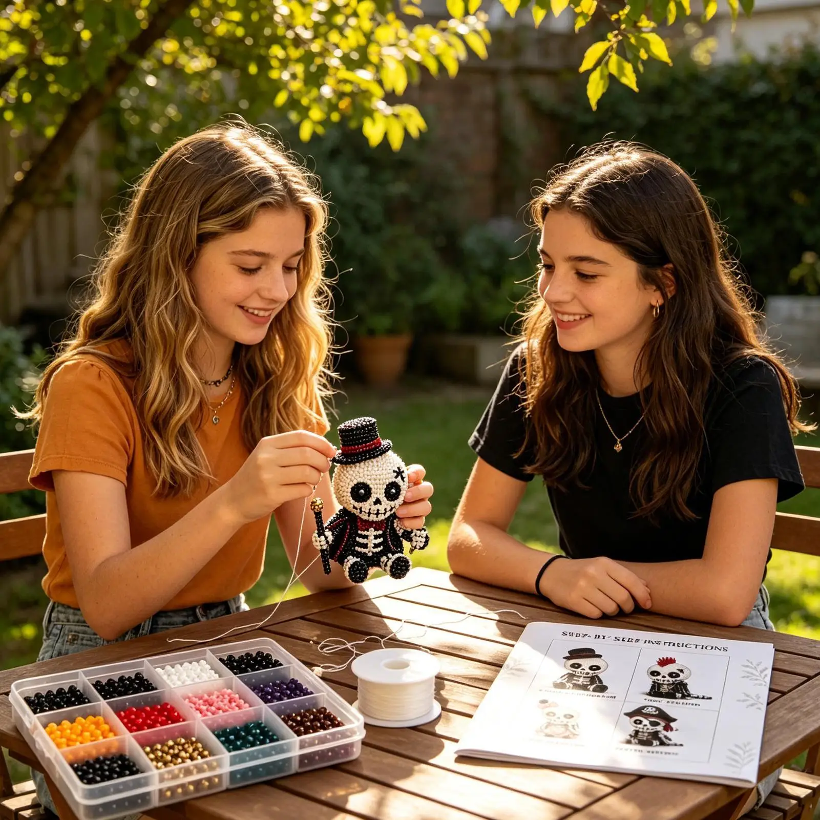 3D Beaded Skeleton Craft Set Instruction Included Family Interaction 3D Skeleton Beading Embroidery Art For Home Party Classroom