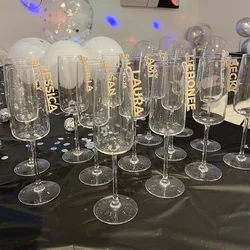 10Pcs Personalized Glass Place Cards, Custom Champagne Tags, Charms Label, Acrylic Name Tags, Drink Charm
