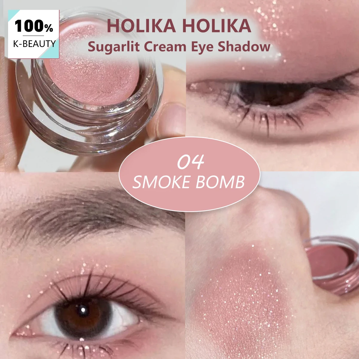 HOLIKA HOLIKA Sugarlit Cream Eye Shadow 04 SMOKE BOMB,Creamy Gel Texture,Non-Creasing,Spreadable,Korean Cosmetic,Korean Makeup