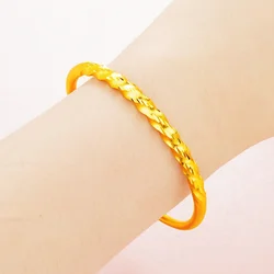 Exquisite Gold Color Twisted Gold Women's Open Bracelet for Women Men Chain Bracelet Bangle Fine Jewelry