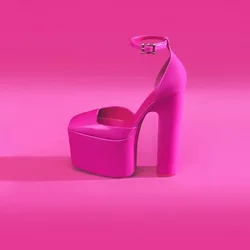 Spring/Summer 2024Women's Thick Sole Square Toe High Heels Fashion Model Show Party Party Wedding Large Women's Shoes