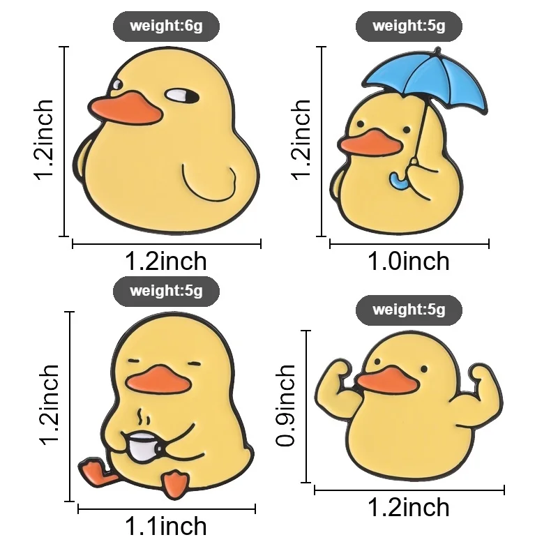 Kawaii Chubby Duck Enamel Pins Sassy Coffee Umbrella Muscle Ducklings Brooches Badges Fun Animal Jewelry Gift for Friends view 2