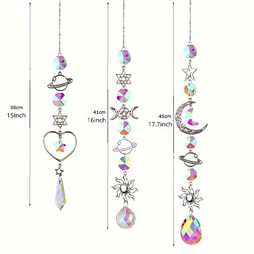Crystal Sun Reach Sun Catcher Cherry Blossom Moon Window Prism Light Catcher for Window Glass Sun Catcher Hanging Prism SJGJ05