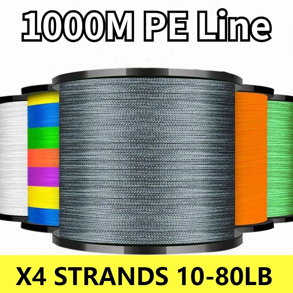 GHOTDA 4 Stränge Geflochtene Angelschnur Multifilament PE Draht 1000 M Karpfen Bass Angeln Zubehör 10 12 18 28 35 40 50 60 80LB