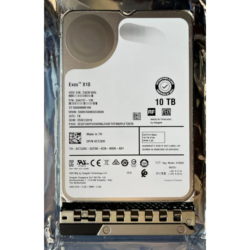 C7J2W for DELL 10TB 7.2K 6Gb/s SATA 3.5 HDD 0C7J2W ST10000NM0196 HARD DRIVE SEAGATE