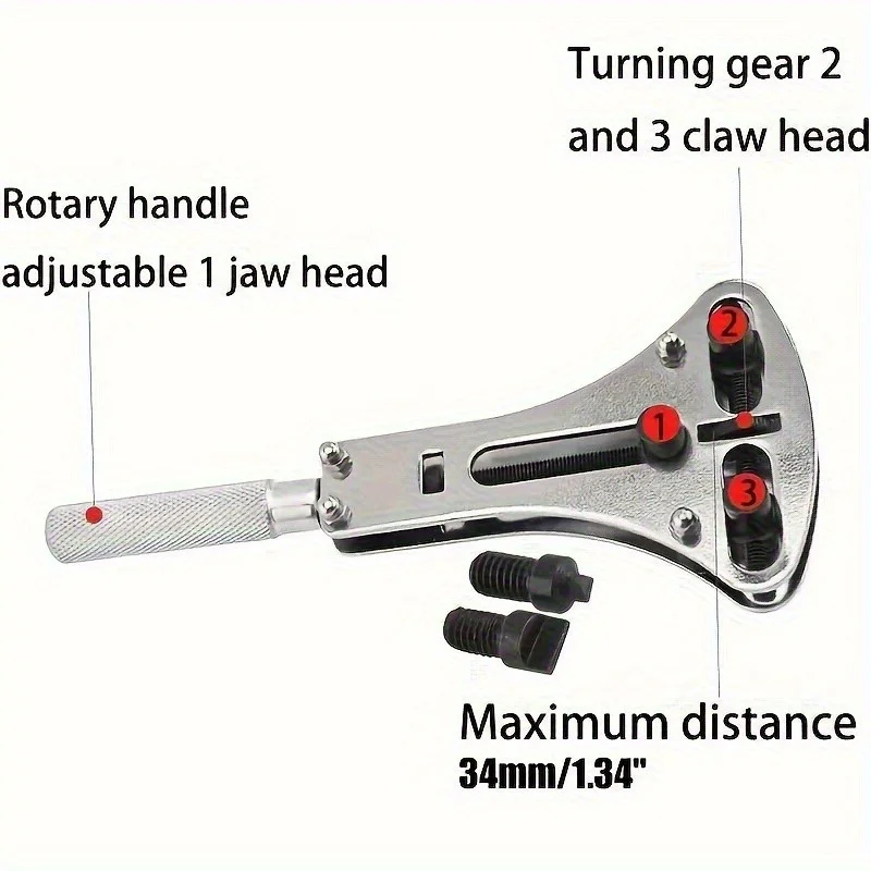 1Pc Watch Back Cover Opener 18bit Adjustable Waterproof 3 Point Wrench Screwdriver Box Watch Repair Tool for Battery Replacement