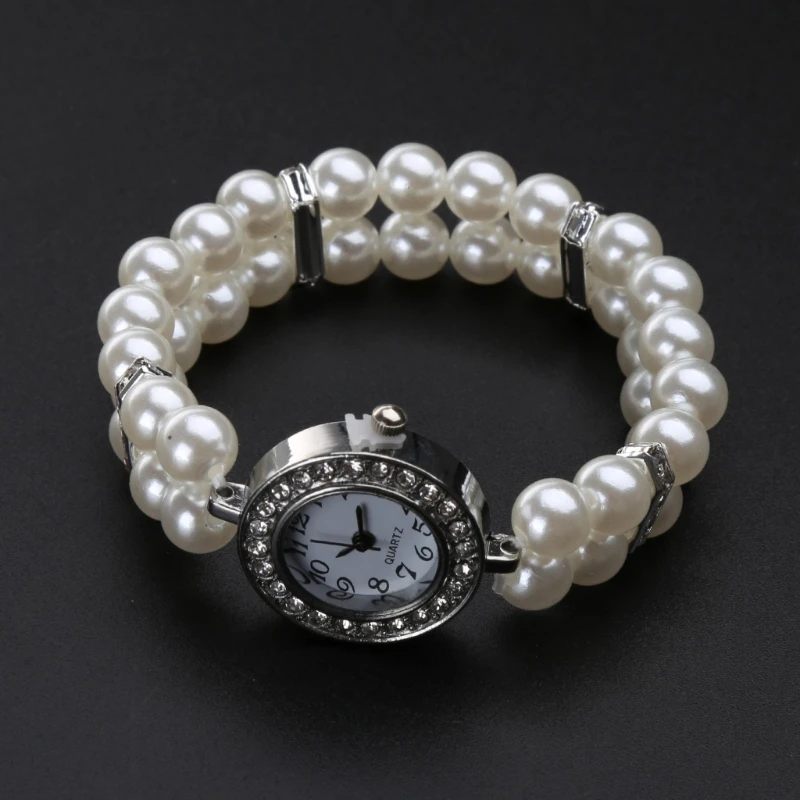 Fashion Women Watch Clock Women Casual Wristwatches Pearl Beaded Bracelet Watches Strap Wrist Watch Drop Shipping