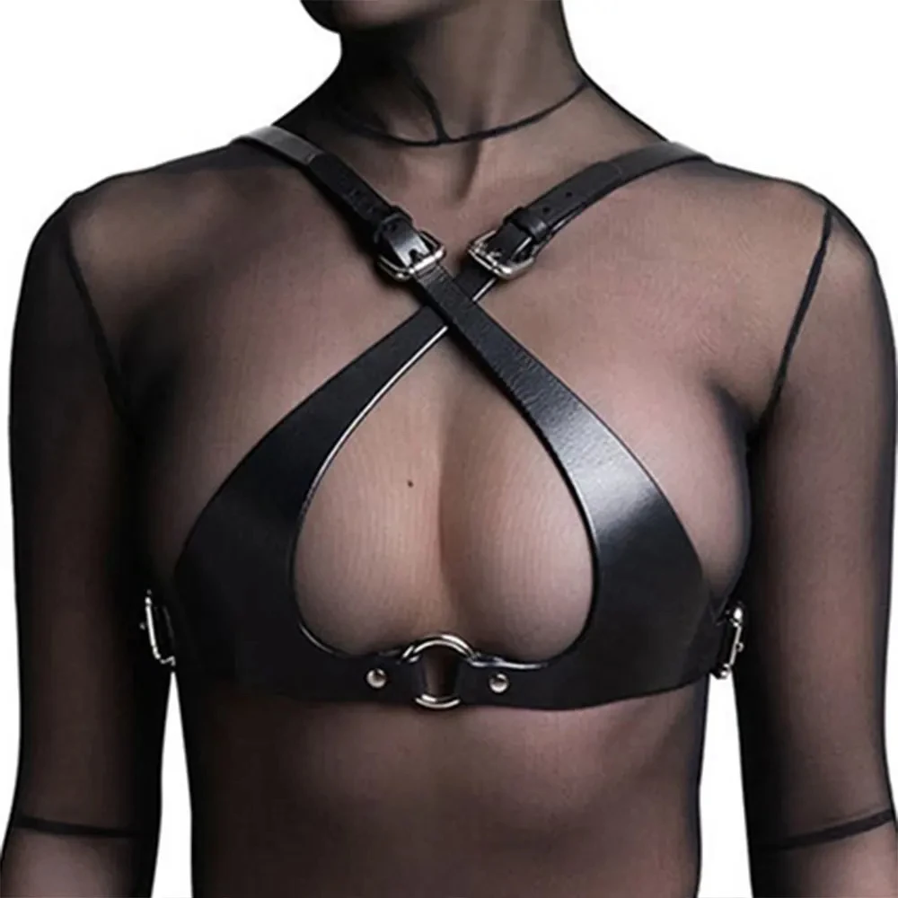 Arnés de cuerpo completo de cuero Sexy Bdsm, lencería Bondage, liguero, lencería de cuero, ropa gótica fetiche, atuendo de Festival Rave