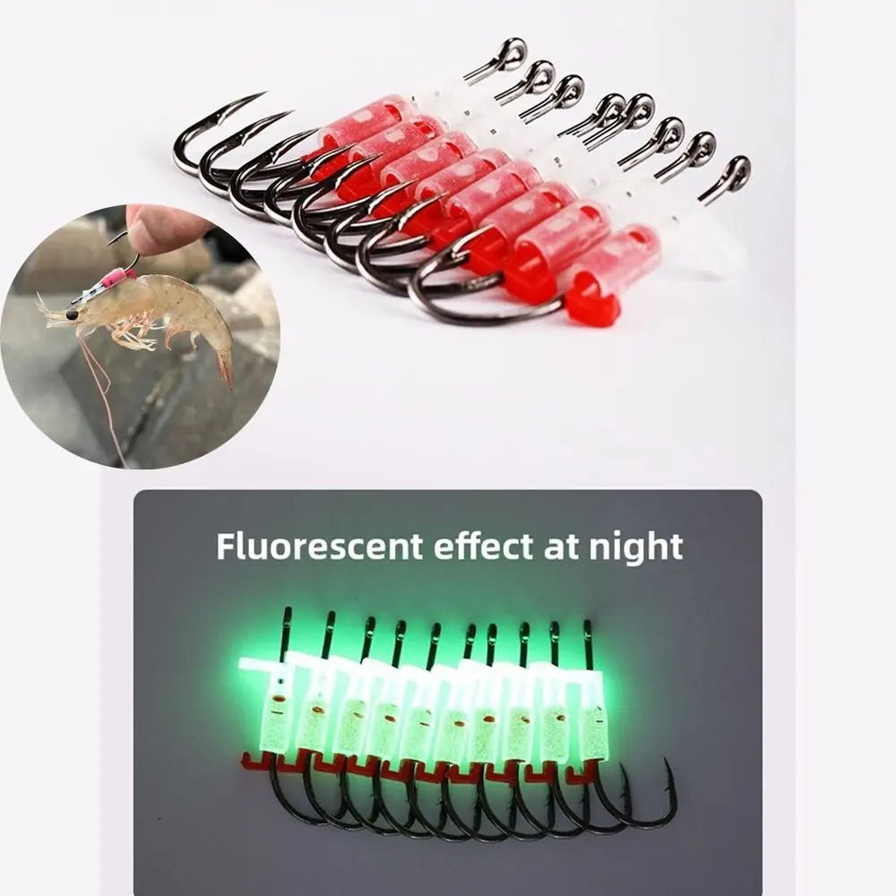 5 stücke Edelstahl Leucht Köder Feste Halter Set Anti-verwirrung Scharfe Stacheldraht Leuchtende Live Garnelen Haken Anti Slip Kein Aushaken