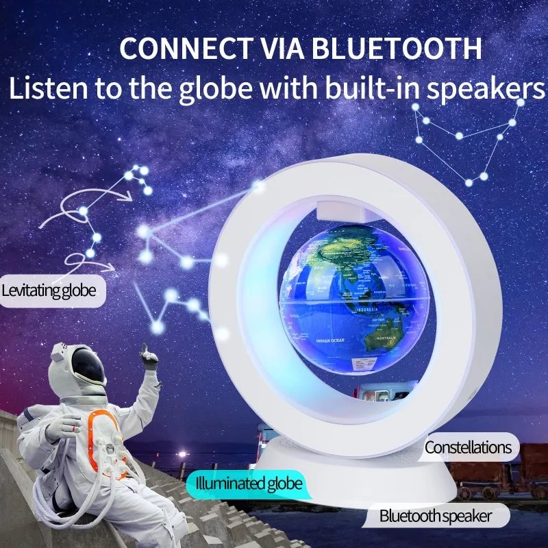 Levitating Bluetooth Speaker Lamp Floating World Globe For Kids Men Boss Office Desk Cool Tech Gadgets Unique Desk Toy Gifts