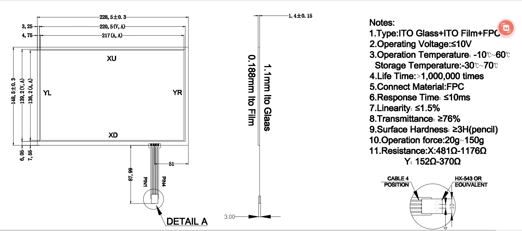 10.1 -inch resistive touchscreen Sensor Digitizer Glass Raspberry Pi Win7 8 10 Hand Writer
