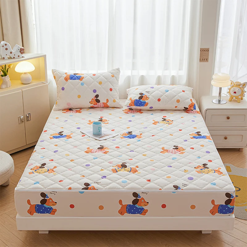 Printing Quilted Cotton Mattress Cover With Zipper Bedspread Mattress Cover Soft King Queen Tatami Bed Dust Cover Customizable