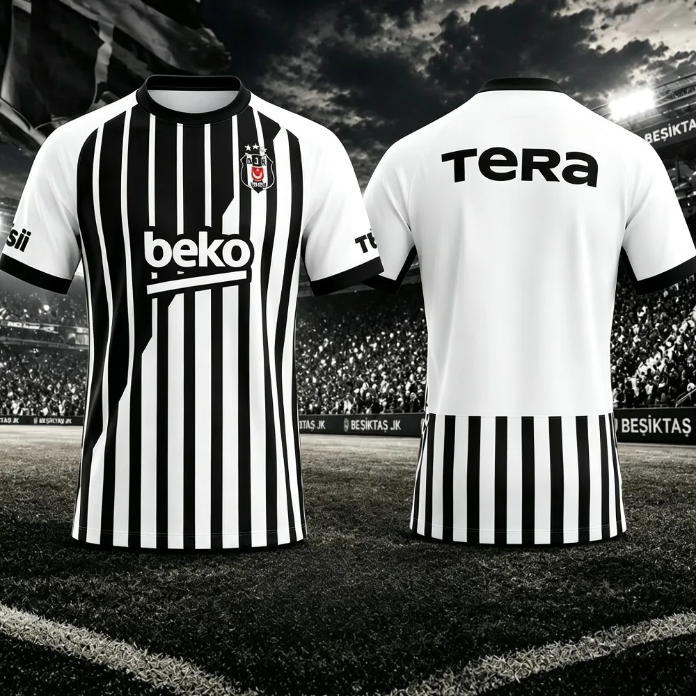 Image of 2026-2027 Besiktas Fußballtrikot Herren Sommer Neu 3D-Druck Sport Vintage Fußball Mode T-Shirt Atmungsaktiv Schnelltrocknend