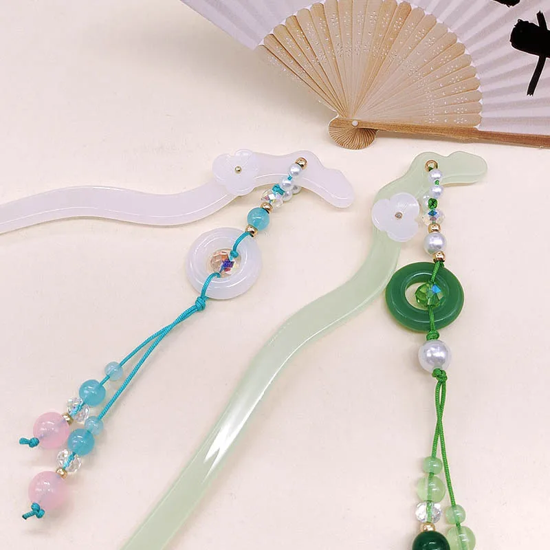 

Tassel, jade hairpin, horse face skirt, versatile walking accessories, Hanfu, hair hairpin, headwear, coiled hair hairpin