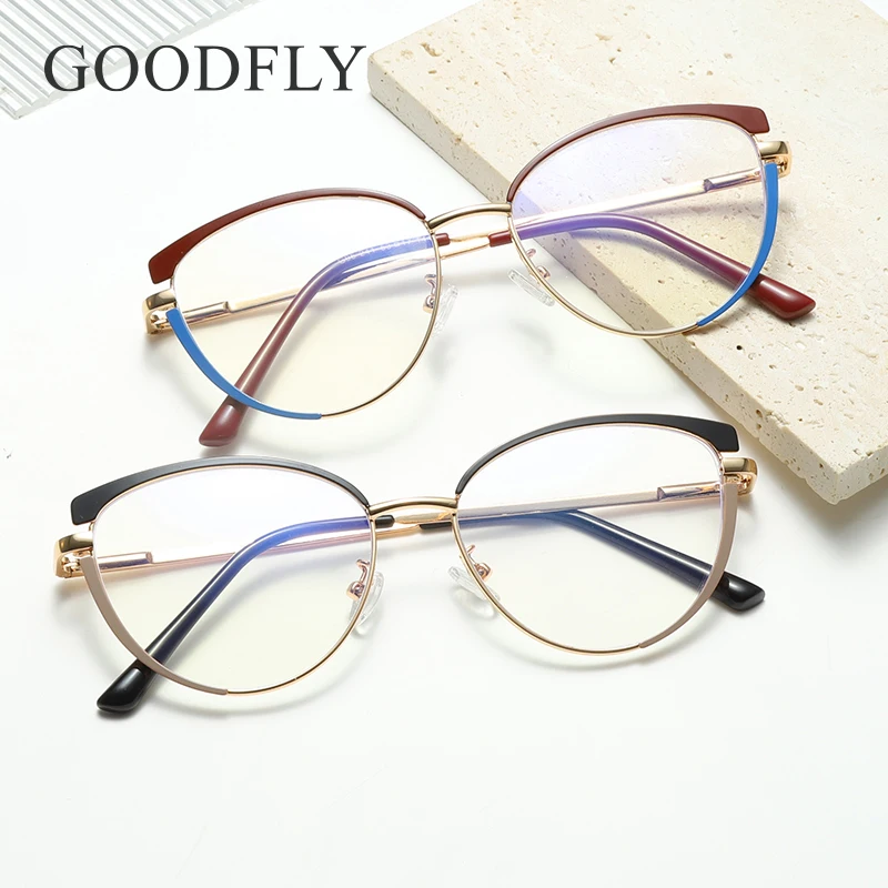 Two-tone Reading Glasses Women High Quality Cat Eyes 2024 Cheap Things Optical Lenses for Women With Medical Recipe Prescription