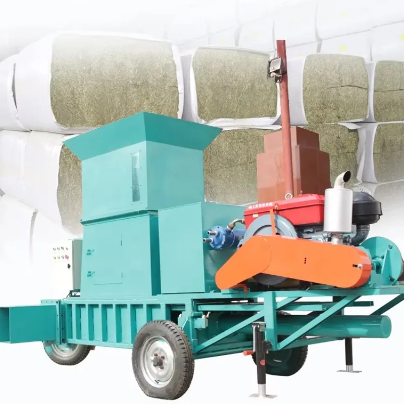 Mobile Diesel Hydraulic Alfalfa Hay Baler Wrapped Silage Grass Compression Baling Machine for Livestock Farm Customized