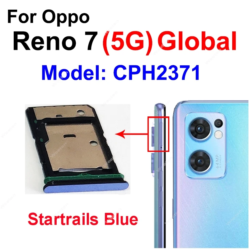 SIM Card Tray For OPPO Reno 7 7Lite 7SE 7Z 4G 5G Dual SIM Card Tray Slot  Card Reader Holder Socket Replacement Parts