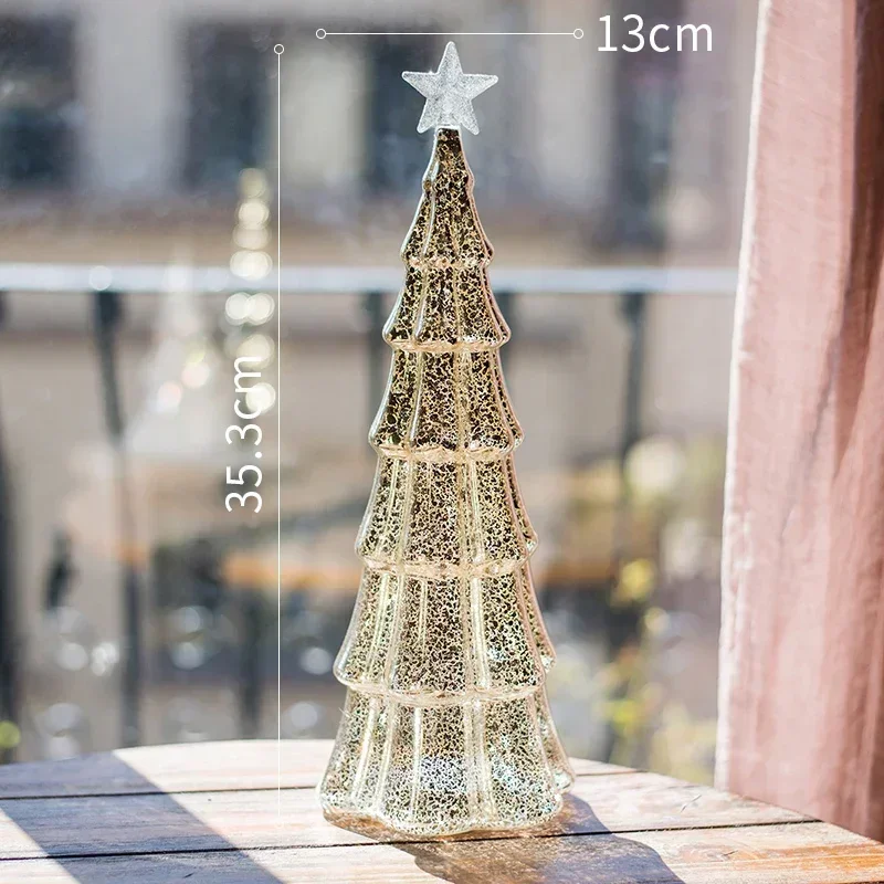 Factory LED Glass Christmas Tree Luminous Lighting Scene Layout Mini Desktop Small Holiday Atmosphere Wedding Decoration