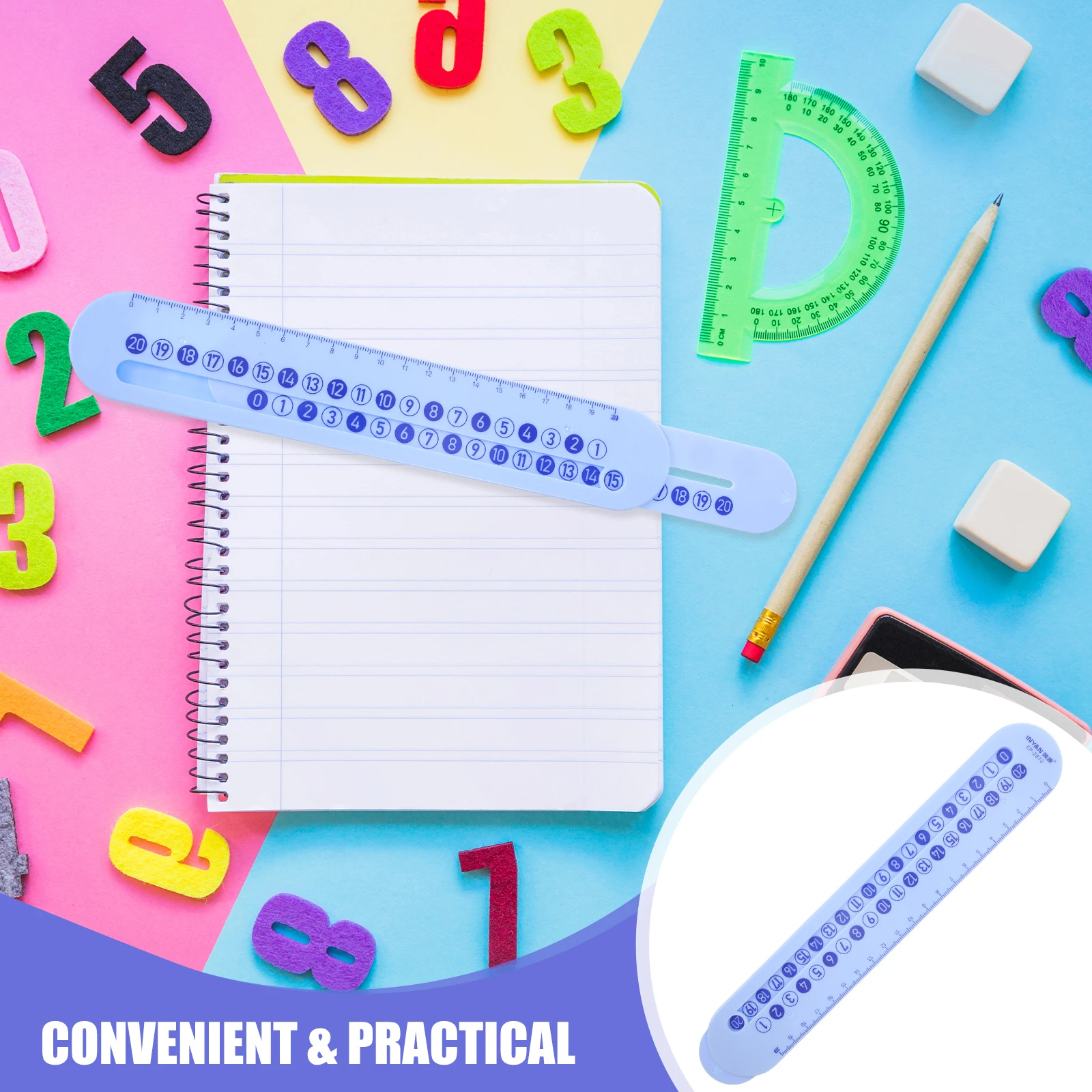 

s Digital Ruler Math Learning Blue Plastic Material Arithmetic Slide Subtraction Addition Training