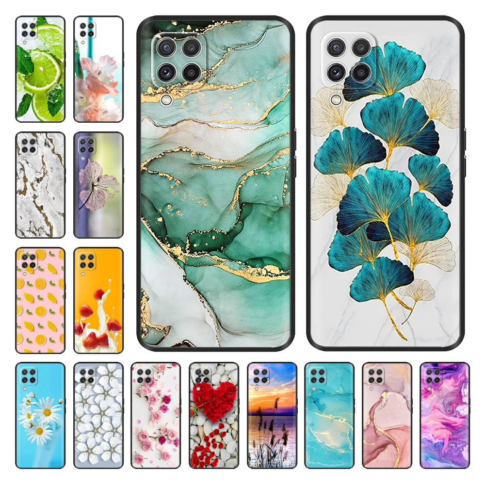 For Samsung Galaxy A12 M12 F12 Case 2021 Flower Painted Silicone Protect Cover For SamsungA12 A 12 M 12 SM-M127F Fundas Bumper