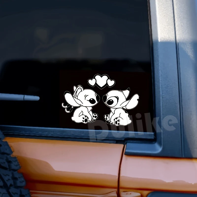 Stitch in Love Vinyl Sticker For Car Truck Bumper Window Decoration, Angel and Stitch Laptop Car Window Decals Decor