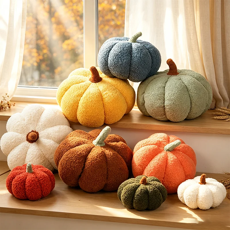 35CM Multicolored Cute Pumpkin Plush Toy Soft Stuffed Plant Plushie Doll Kid Sleeping Partner Pillow Fun Halloween Birthday Gift
