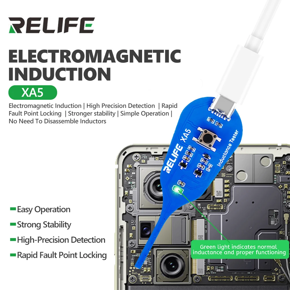 

RELIFE XA5 Electromagnetic Induction Detector for Mobile Phone Mainboard Repair Fault Location Troubleshooting Detection Tool