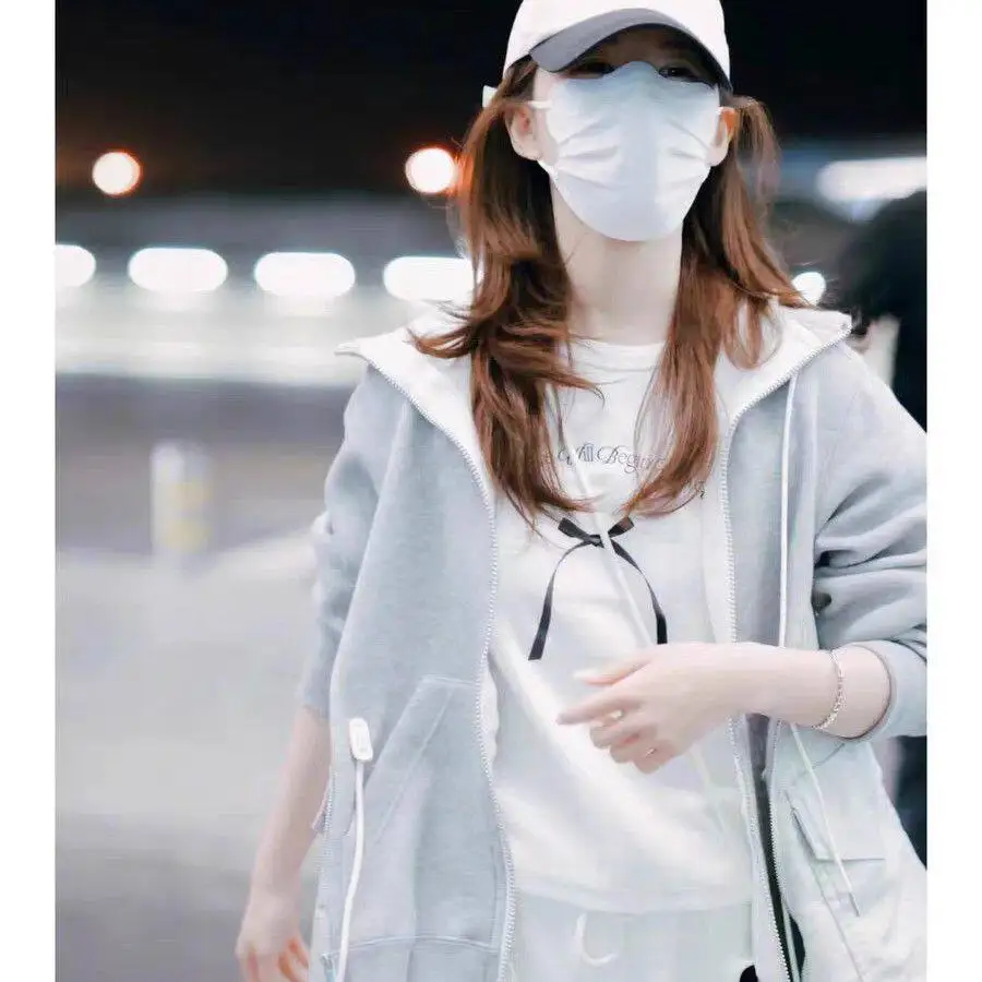 SAC stitching zipper thermal hooded drawstring loose sweater jacket