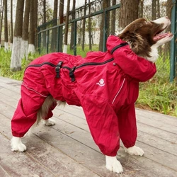 Cão de estimação casaco ao ar livre jaqueta pet à prova dwaterproof água inverno quente roupas grande macacão reflexivo capa de chuva para médio grande cães