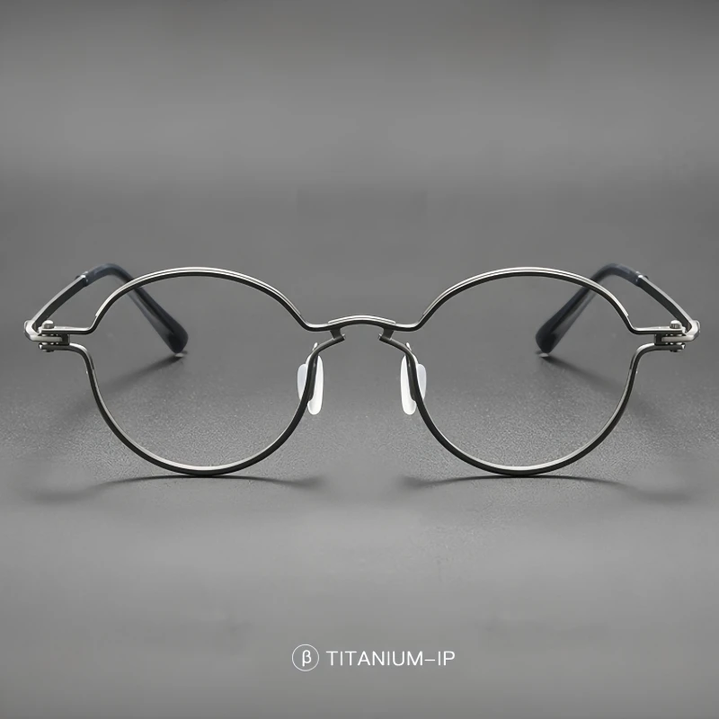 TFTB ريترو نظارات دائرية الرجال والنساء الفاخرة التيتانيوم النقي خفيفة للغاية العصرية كبيرة الحجم النظارات الطبية البصرية الإطار RL #3