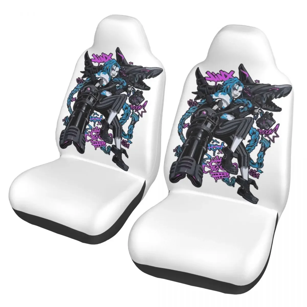 Jinx LOL أنيمي غطاء مقعد السيارة العالمي أربعة مواسم السفر غامضة لعبة وسادة مقعد/غطاء النسيج الصيد #1