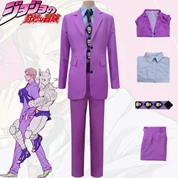 JoJo's Bizarre Adventure Kira Yoshikage Suits Coat Shirt Pants&Tie Men Anime Cos Outfit For Halloween Carnival Party Cos Costume