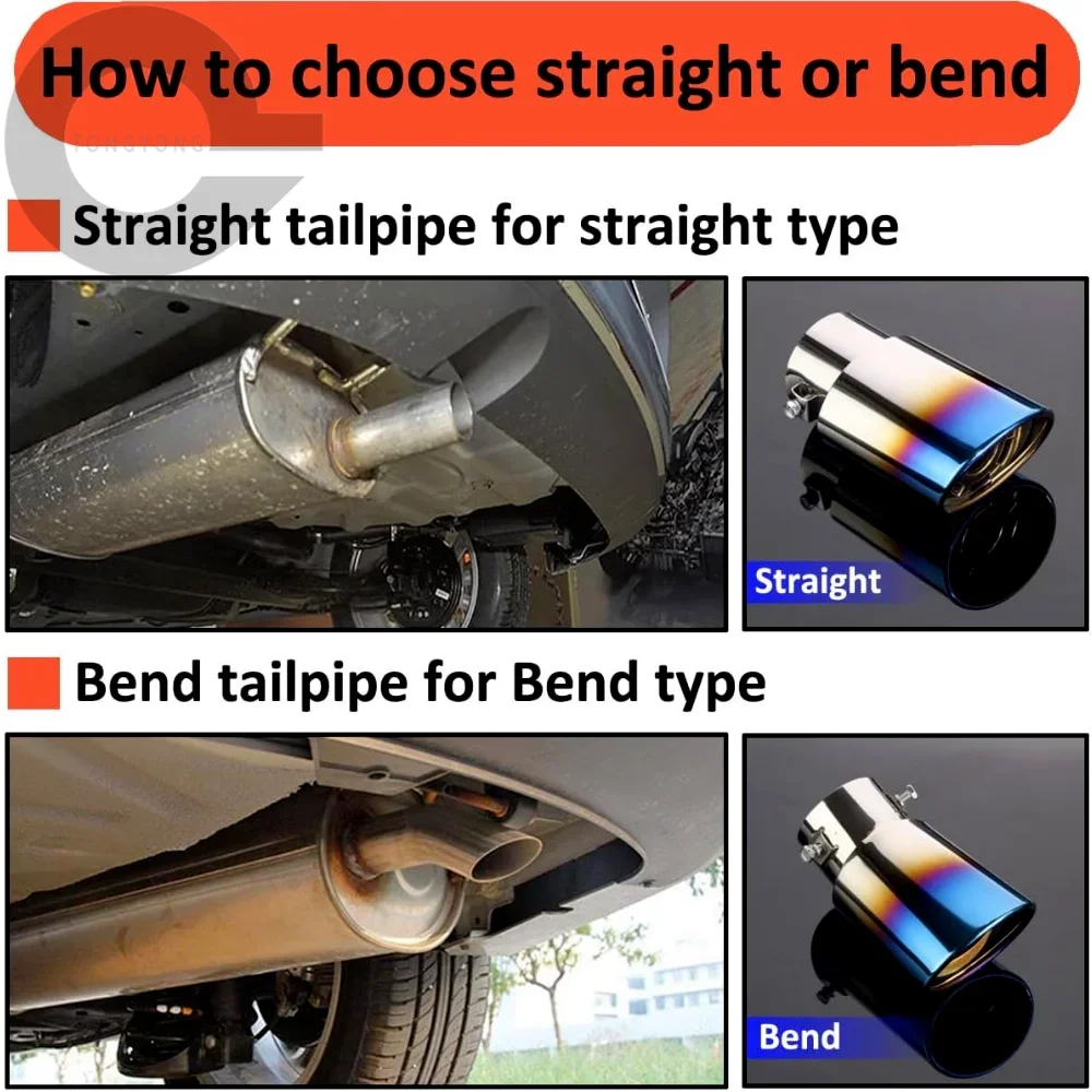 Modifikasi knalpot mobil, pipa knalpot stainless steel tunggal/ganda, dekorasi modifikasi pipa knalpot