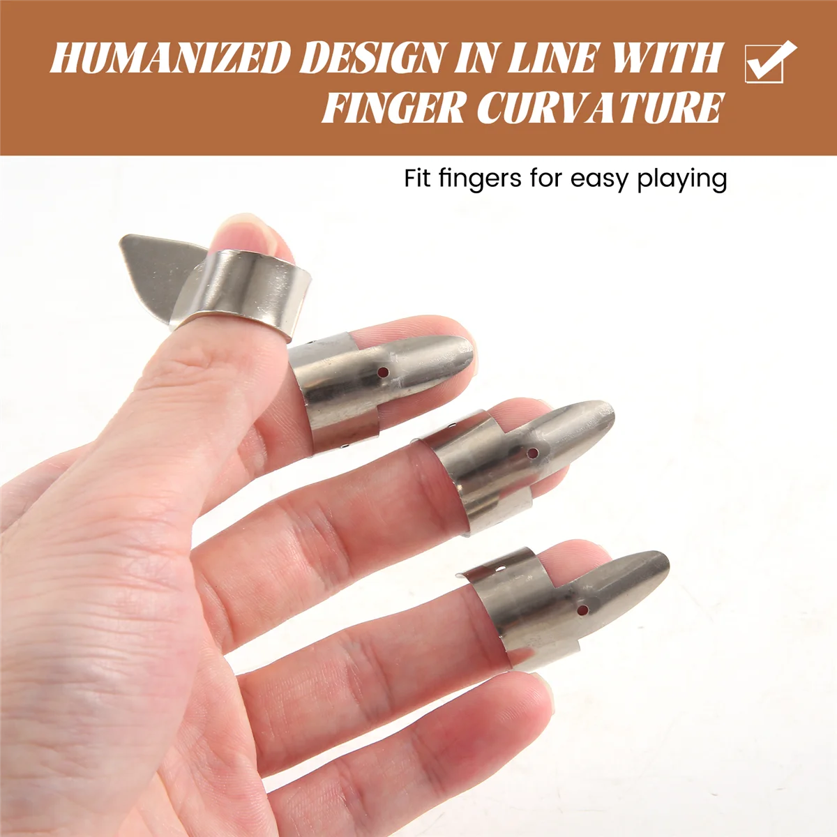 3 Metal Finger Picks + 1 Thumb Pick ชุดกีตาร์ Fingerpicks สําหรับกีตาร์ Dobro Banjo, ฯลฯ