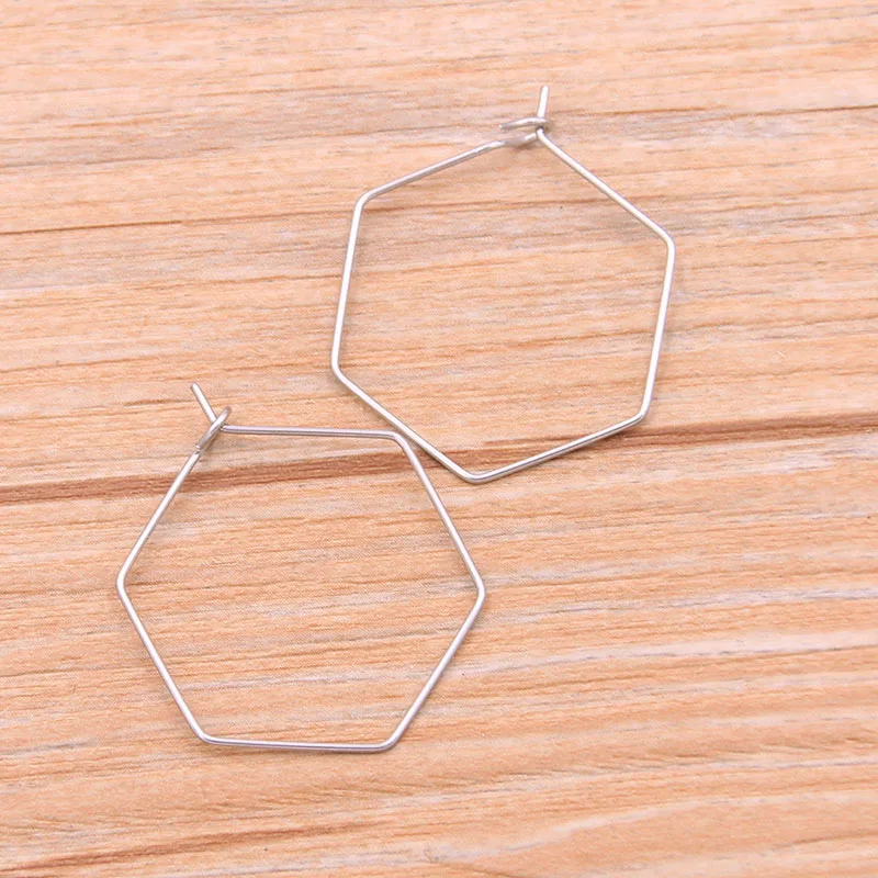 40Pcs 29*31mm Shaped Ring Geometry Charm Stainless Steel Pendant Open Bezels Hollow Pressed Resin Frame Mold DIY Jewelry Making