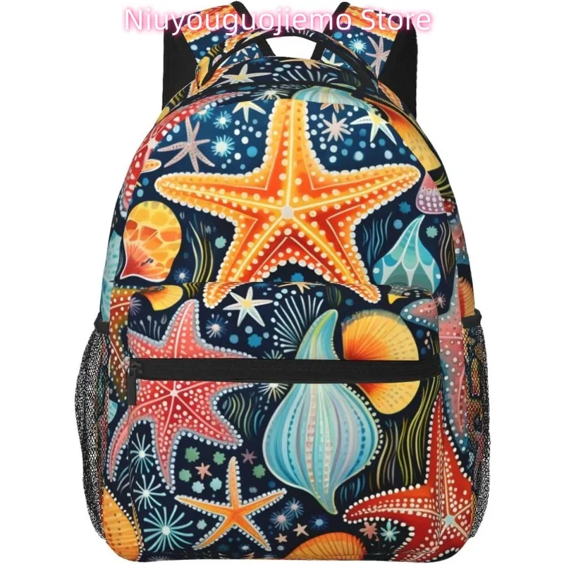 

Сумка для ноутбука обратно в школу. Забавные узоры в виде морских звезд. Легкий рюкзак для ноутбука. Легкий многоцелевой дорожный повседневный рюкзак.