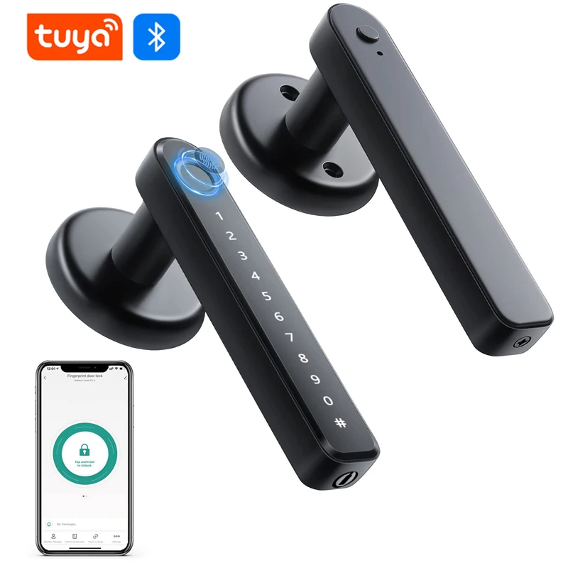 Tuya Smart Fingerprint Door Lock knob Bluetooth Wireless Digital Door Lock Keyless Entry Door Lock Home Security Remote Lock