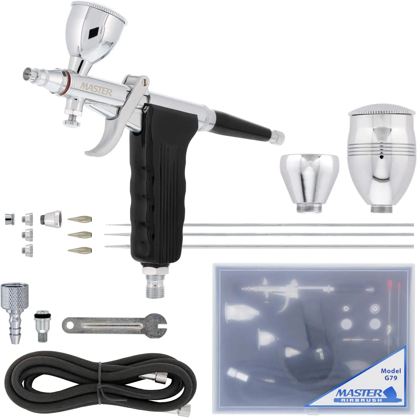 

Professional Dual-Action Airbrush Set with 3 Tips for Fine Art, Crafts, and Auto Graphics