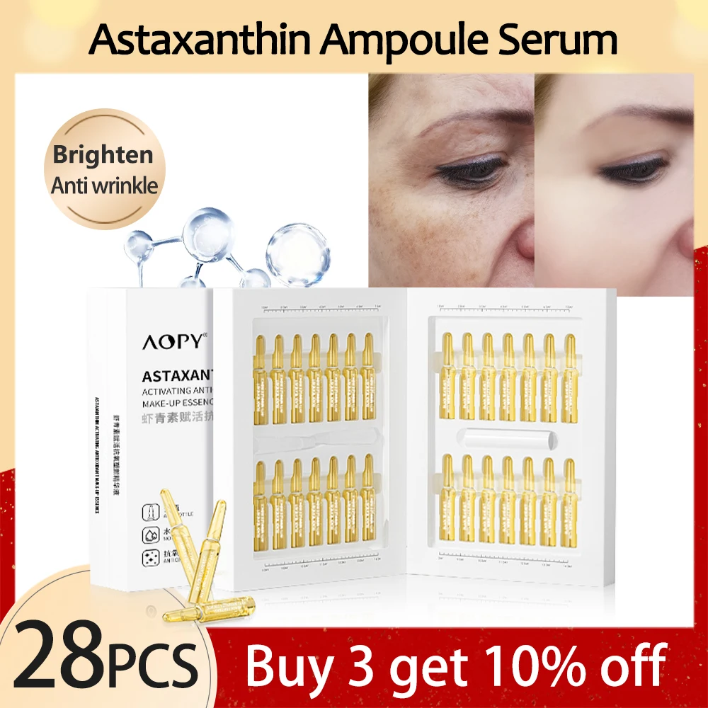 Astaxanthin Wrinkle Remover Face Serum Anti Aging Lifting Firm Fade Fine Lines Essence Whiten Brighten Hyaluronic Acid Ampoule