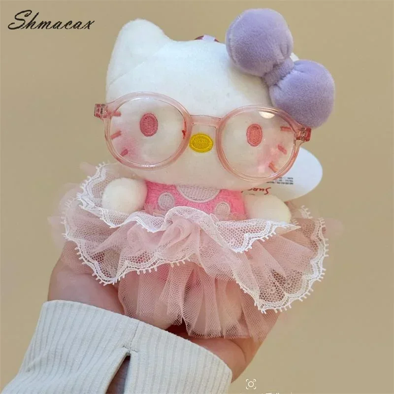 

Lovely Hello Kitty Plush Doll with Pink Tulle Skirt Backpack Charm Anime Sanrio Keychain Heart Ornament Present