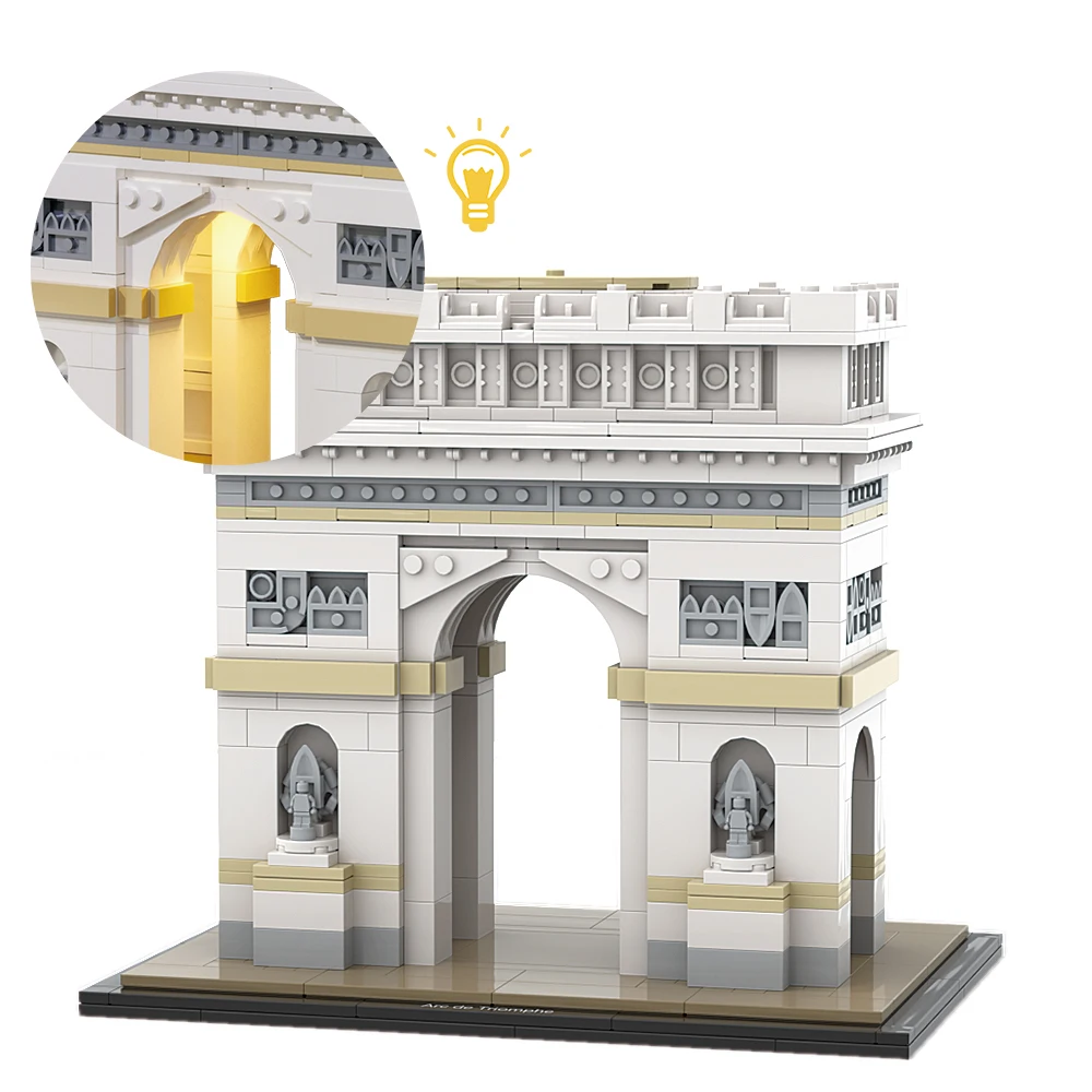 Gobricks MOC Arc de Triomphe Building Blocks  Arc de Triomphe Model Bricks Street View Toys Gifts France World Architeture