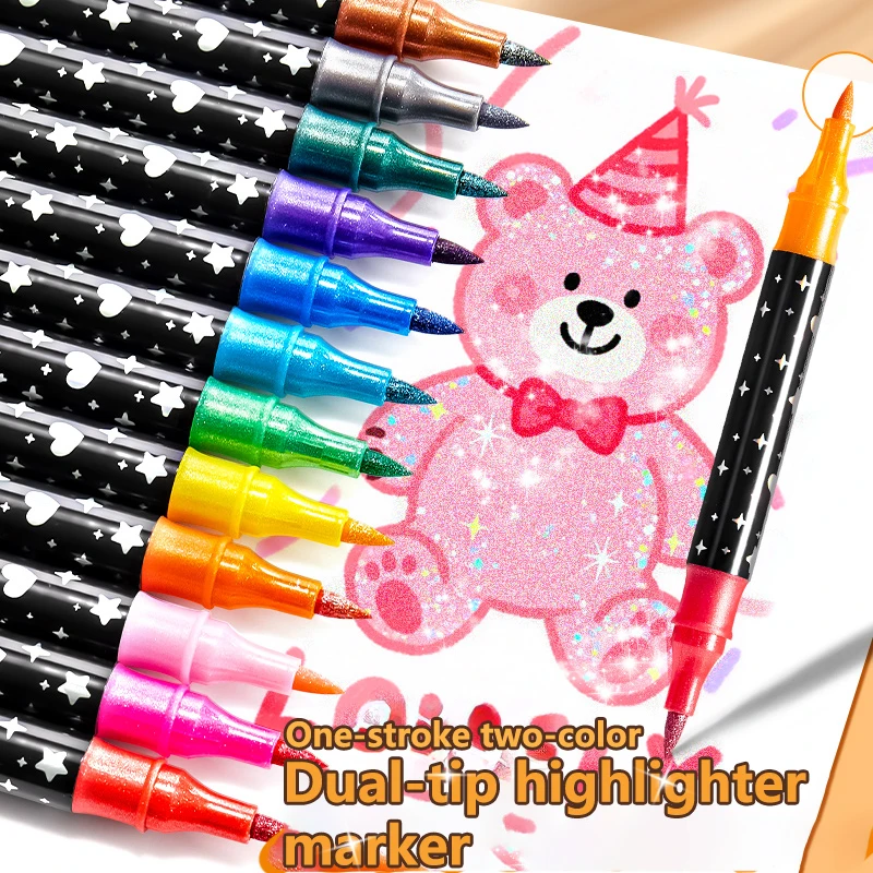 Acrylfarbstifte Marker mit Glitzer, Premium auf Wasserbasis Extra Feine / Mittlere Spitze, für Steinmalerei, Keramik, Glas, Holz, Stoff, Leinwand, Tassen, DIY Basteln – Detail 8
