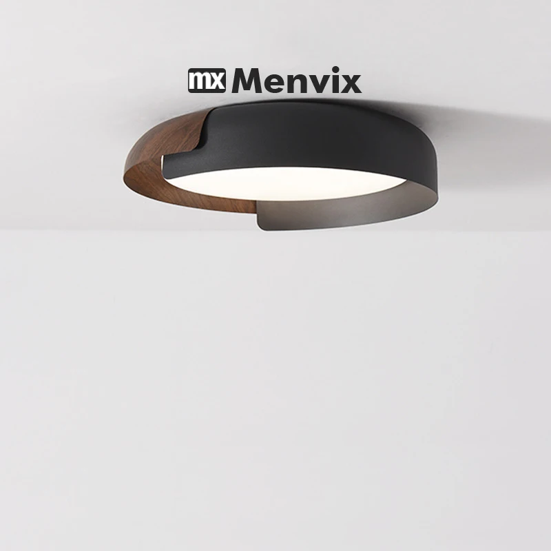 Menvix Nordic Creative Ceiling Lamp Iron/wood Grain Double Layer Lamp Body Living Room Restaurant Hanging Ceiling Light Fixture
