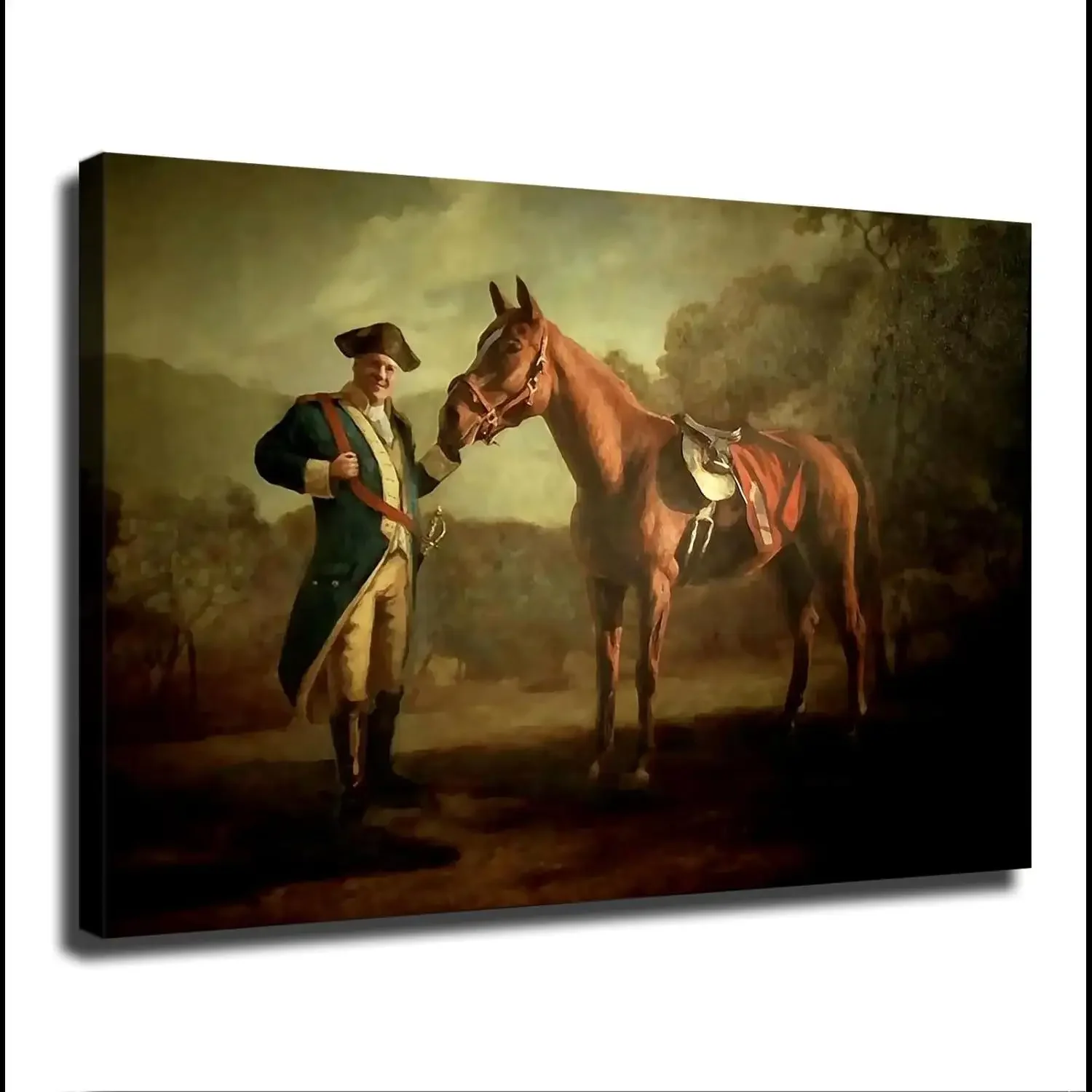 Póster de lona con la imagen de Tony Soprano y un caballo, estilo Napoleón, ideal para decorar paredes de dormitorios y el hogar. Disponible en tamaño x pulgadas, con o sin marco.