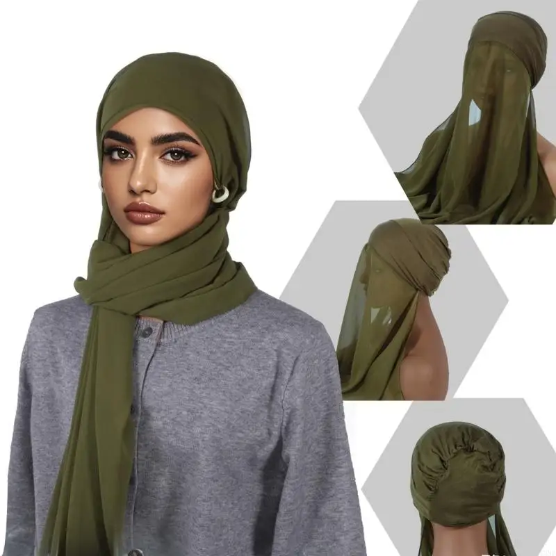 

Шифоновый хиджаб Y3NE на каждый день, легкий шарф с запахом на голове, комфортный бесшовный дизайн, повышает личную моду